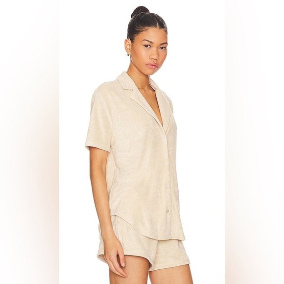 Lovers + Friends Kaia Cream Terry Cloth Button Front Top - Picture 9 of 9